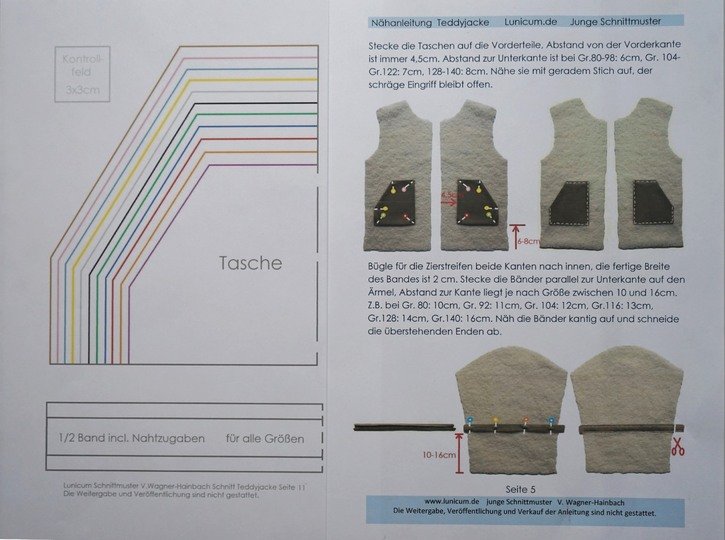 Teddy Jacket Sewing Pattern Sizes 80-140/ 12M-10