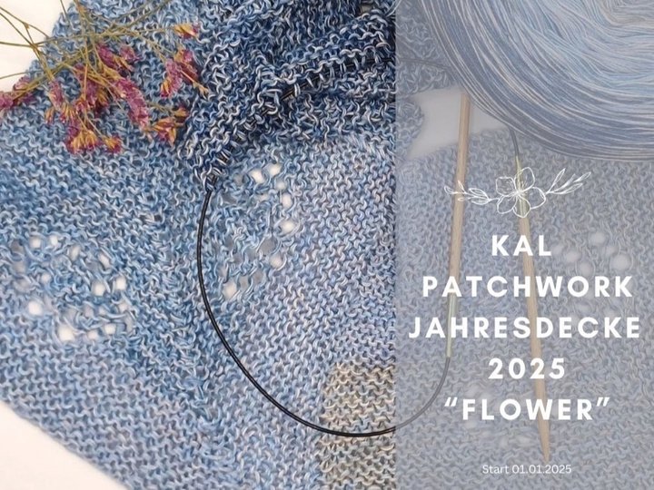 KAL Patchwork-Jahresdecke "Flower" 2025 stricken
