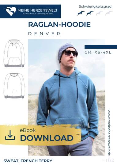Raglanhoodie für Herren – Schnittmuster – Denver