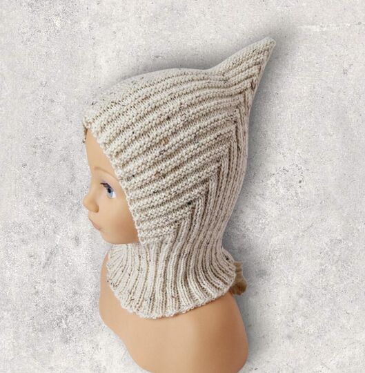 Strickanleitung Schalmütze, Schlupfmütze, Pixie, unisex, 1 - 2 1/2 J. #335