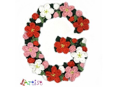 Floral Letter G crochet pattern applique