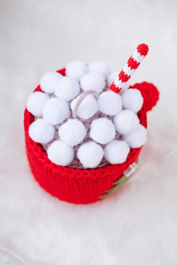 Hot Chocolate Mug T-shirt Yarn Basket - Crochet Pattern