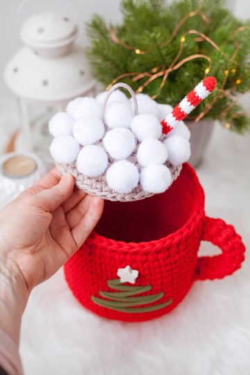 Hot Chocolate Mug T-shirt Yarn Basket - Crochet Pattern