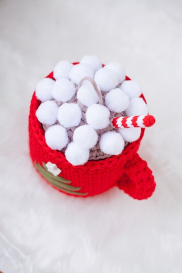 Hot Chocolate Mug T-shirt Yarn Basket - Crochet Pattern
