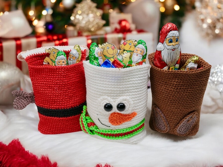 Geschenktaschen Set Weihnachten - Häkelanleitung