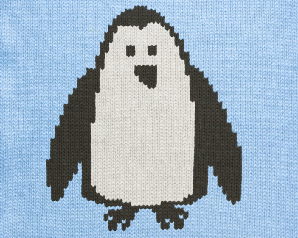 Christmas Penguin Knit Chart, Knitting Pattern for hand &amp; machine knitting