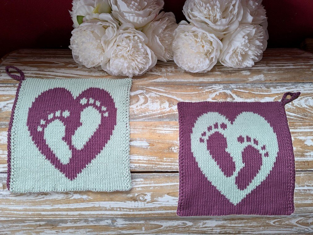 Strickanleitung Kuscheltuch / Waschlappen "Babyfüße" - in Doubleface