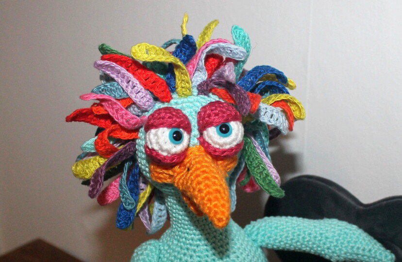 Crochet a Bird – Colourful Bird with Hat and Worm, approx. 30 cm (EN & DE)