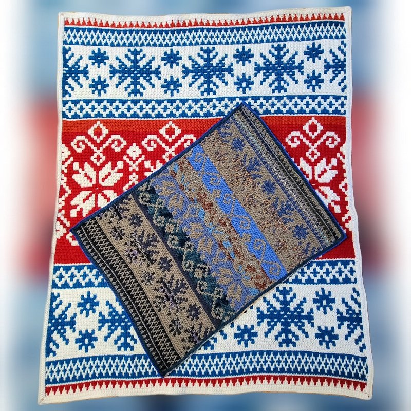 Häkelanleitung Mosaik - Decke Weihnachten 2