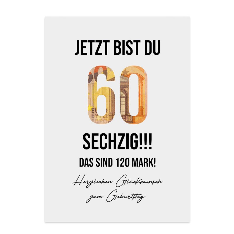 Poster GELDGESCHENK Geburtstag 60 DOWNLOAD Vorlage Geldgeschenk