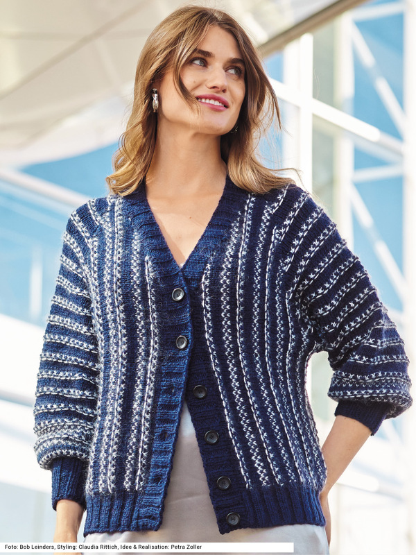 Raglanjacke in Dunkelblau und Silbergrau