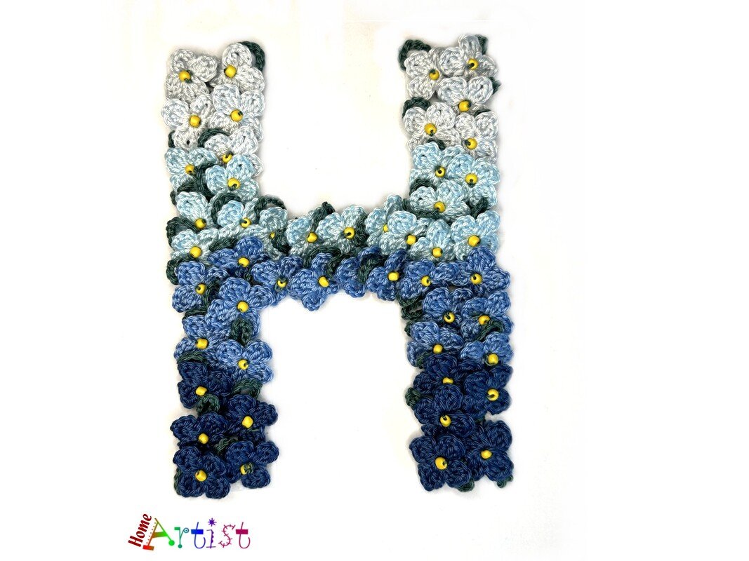 Floral letter H crochet applique pattern - Image 2