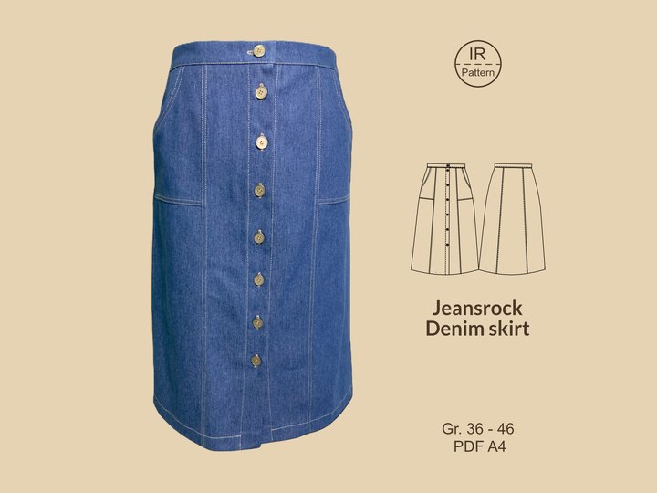 Jeansrock PDF Schnittmuster und Nähanleitung