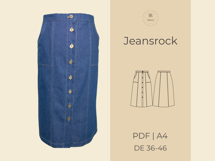 Jeansrock PDF Schnittmuster und Nähanleitung