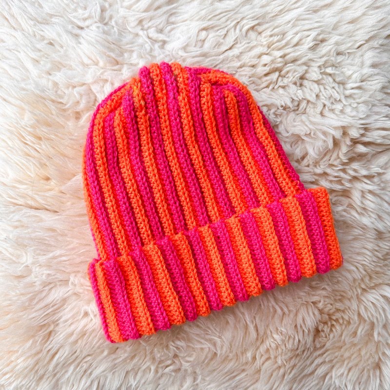 crochet pattern colorful striped beanie hat | German & English - Image 5