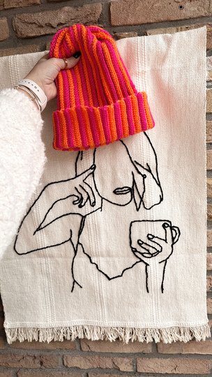 crochet pattern colorful striped beanie hat | German & English