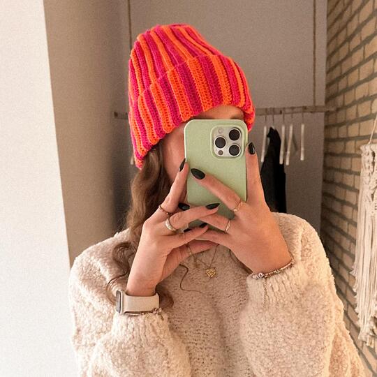 crochet pattern colorful striped beanie hat | German & English