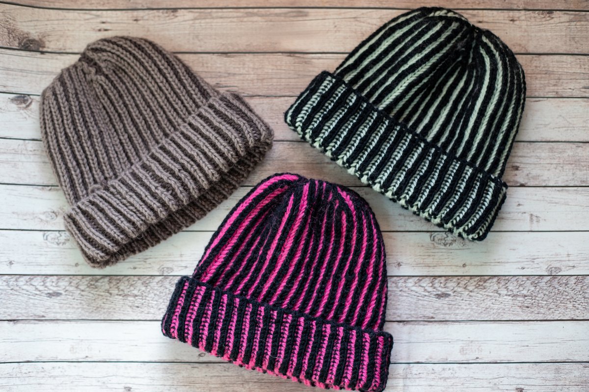 Strickanleitung für eine Mütze im zweifarbigen Patent - One Twenty Four