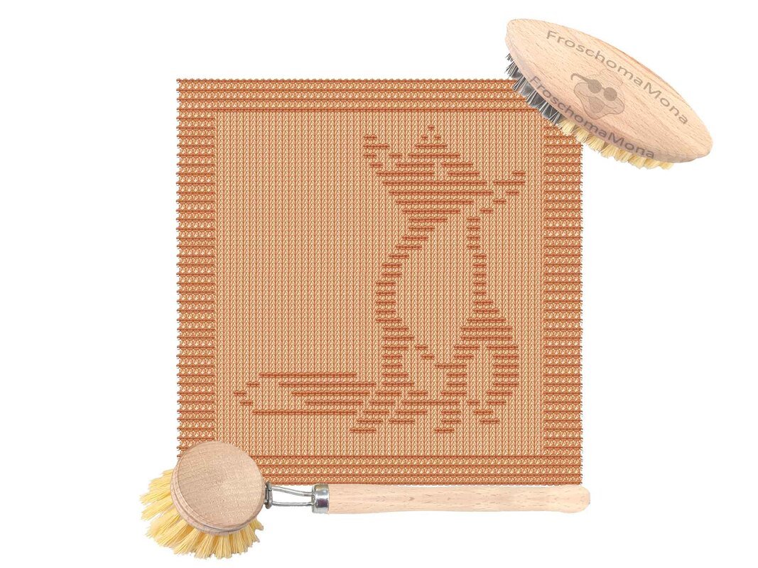 Strickmotiv „kleiner Fuchs“ für Spültuch Waschlappen Deckchen Serviette