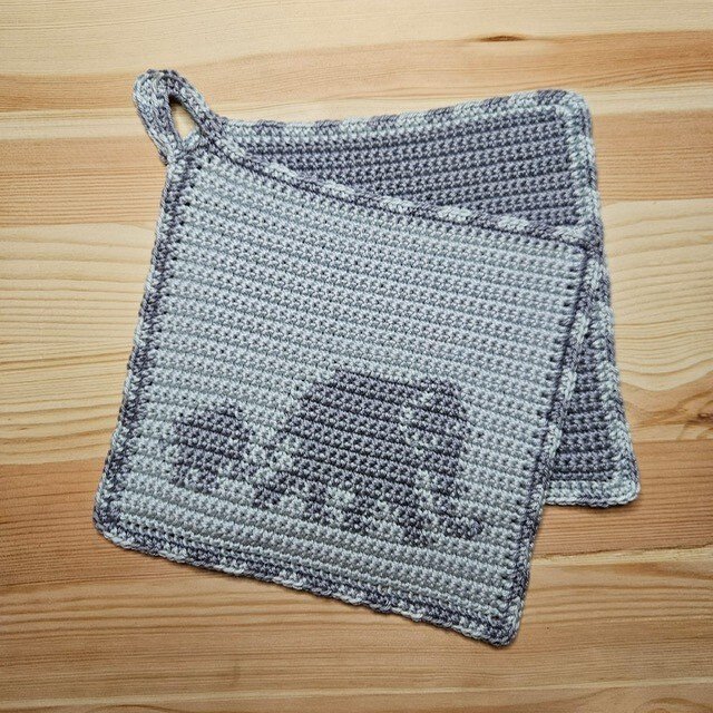 Häkelanleitung Topflappen "Elefanten"