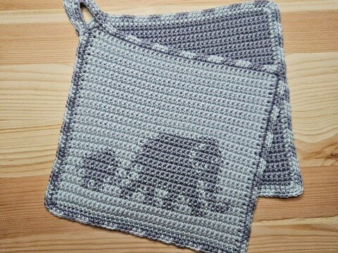 Häkelanleitung Topflappen "Elefanten"