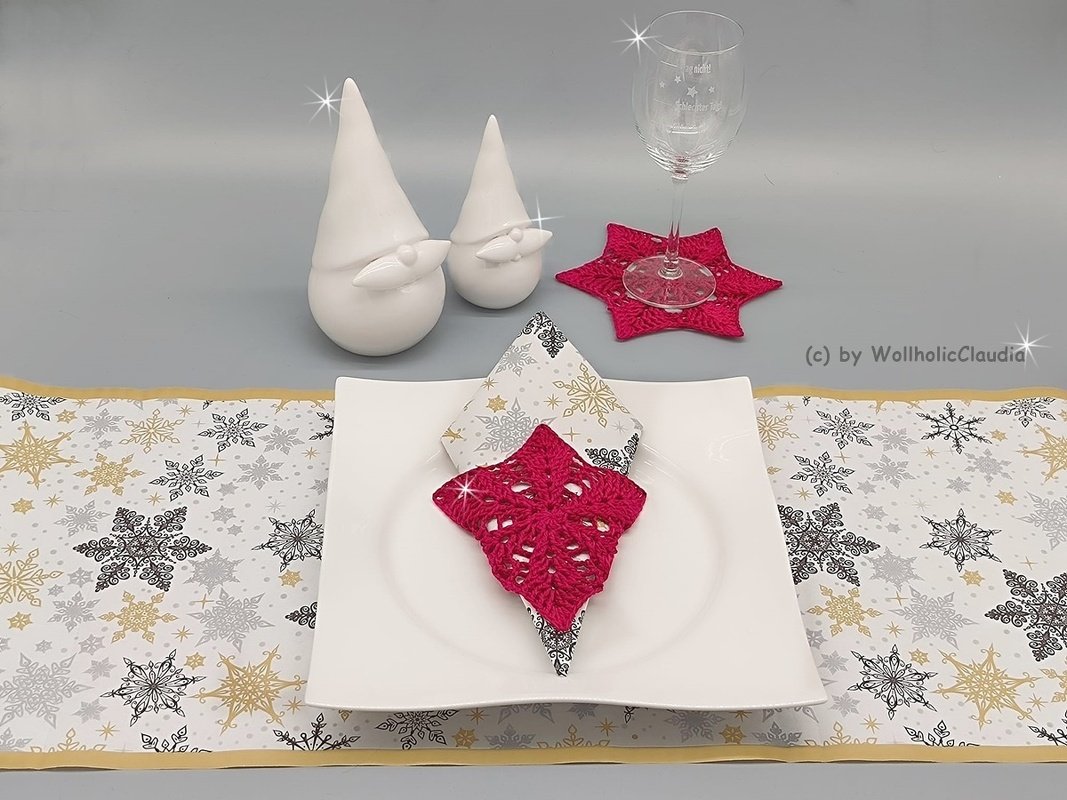 Häkelanleitung Serviettenhalter/  Untersetzer/ Tischläufer / Fensterstern - Bild 2