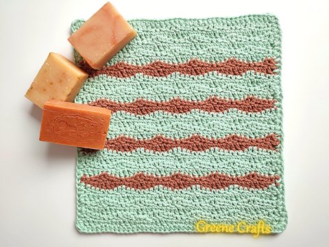Waves Washcloth or Dishcloth - Easy Crochet Pattern for Beginners