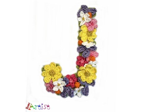 Floral Letter J crochet pattern applique