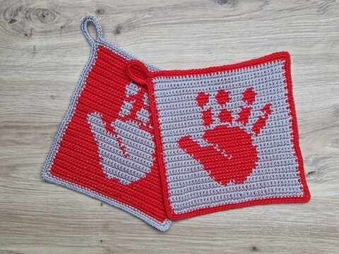 Häkelanleitung Topflappen "Hand"