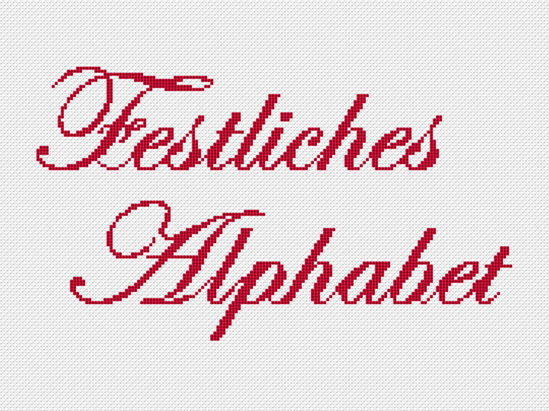 Kreuzstichvorlage für ein festliches, elegantes Alphabet als PDF Download