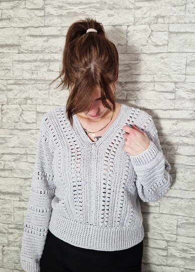 244 Häkelanleitung Pullover helles Mäuschen