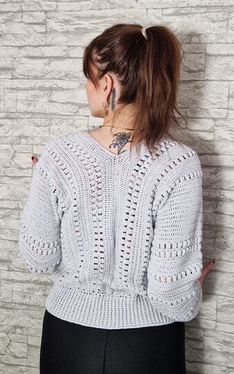 244 Häkelanleitung Pullover helles Mäuschen