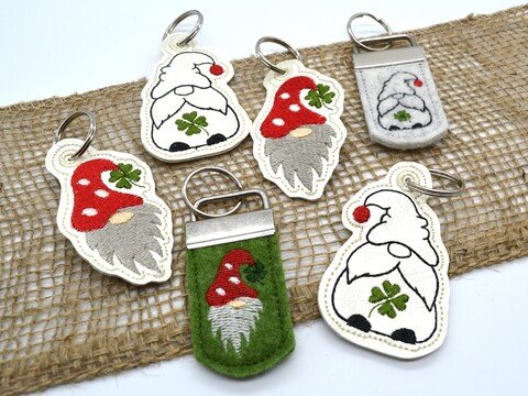 Stickdatei ITH Wichtel Glück Anhänger verschiedene Varainten