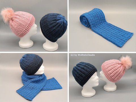 Häkelanleitung Set Mütze + Schal "Wetterfest" - passend zum Pulli