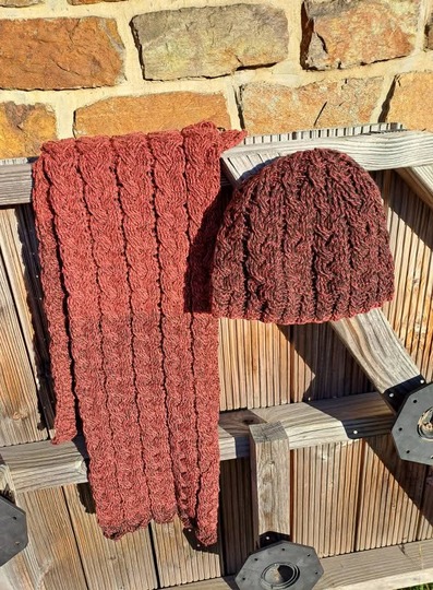 Häkelanleitung für ein Mützen-Loop Set "Trenzas"