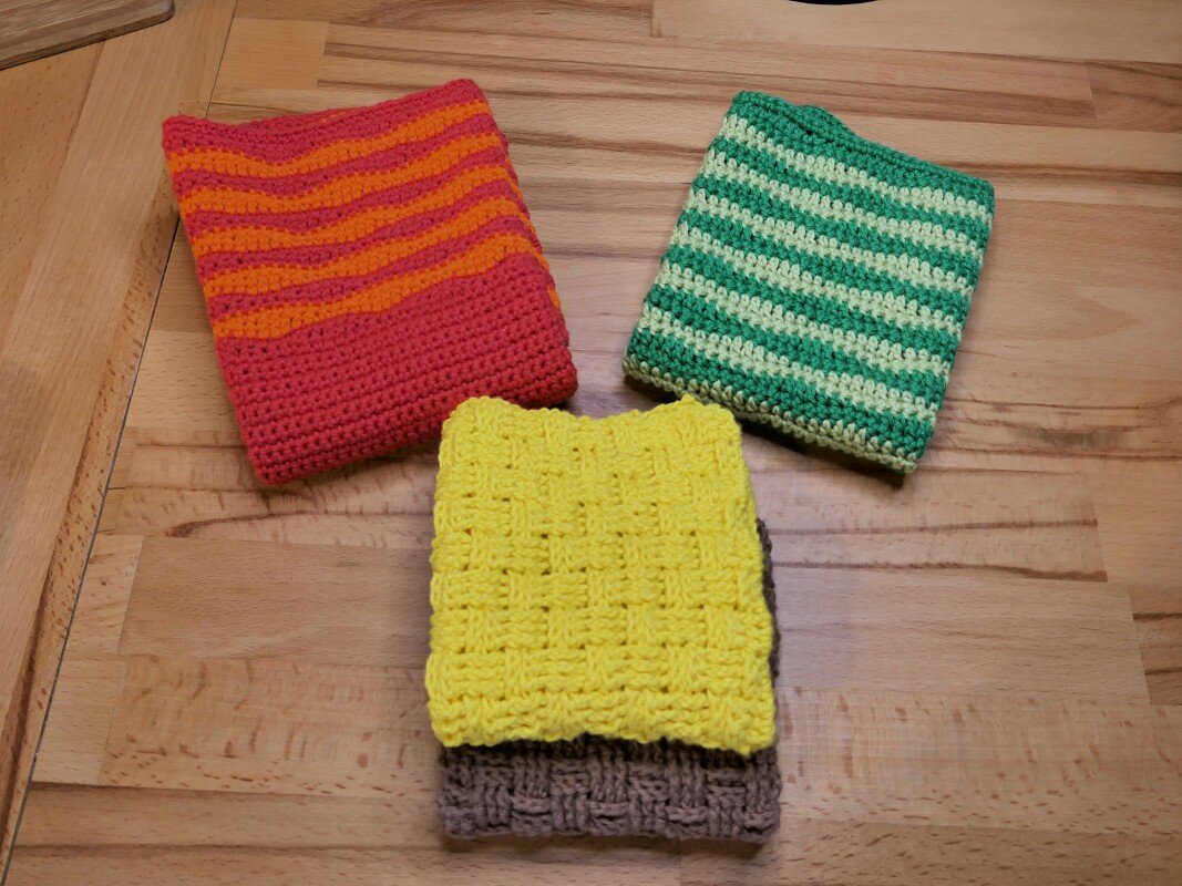 Anleitung für gehäkelte Spül- und Küchentücher in 2 verschiedenen Mustern