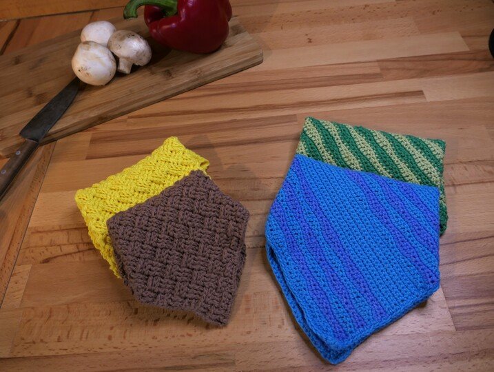 Anleitung für gehäkelte Spül- und Küchentücher in 2 verschiedenen Mustern