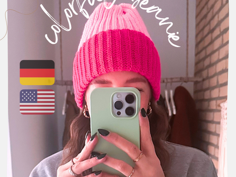 Häkelanleitung farbenfrohe zweifarbige Beanie Mütze | Deutsch & Englisch