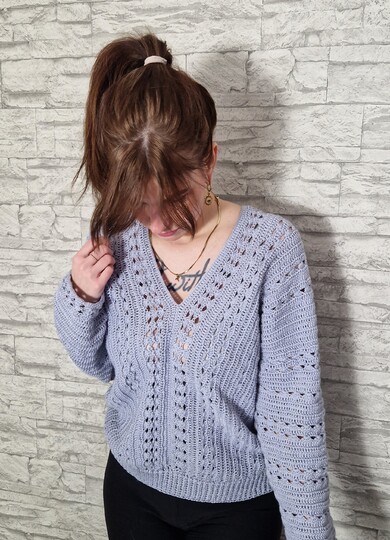 246 Häkelanleitung Pullover Lochmuster Lora