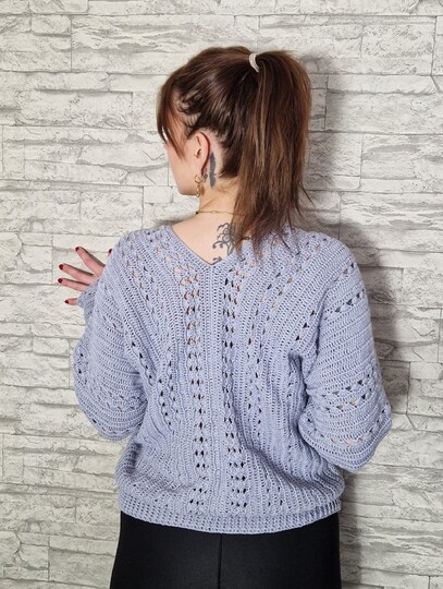 246 Häkelanleitung Pullover Lochmuster Lora