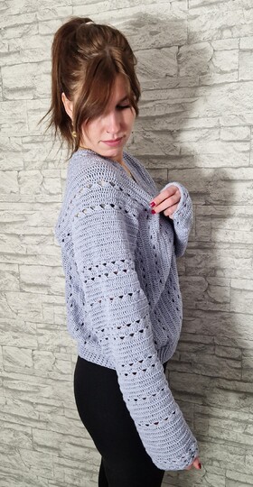 246 Häkelanleitung Pullover Lochmuster Lora