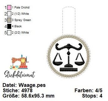 ITH Stickdatei Schlüsselanhänger, digitale Stickdatei Sternzeichen - Bild 12