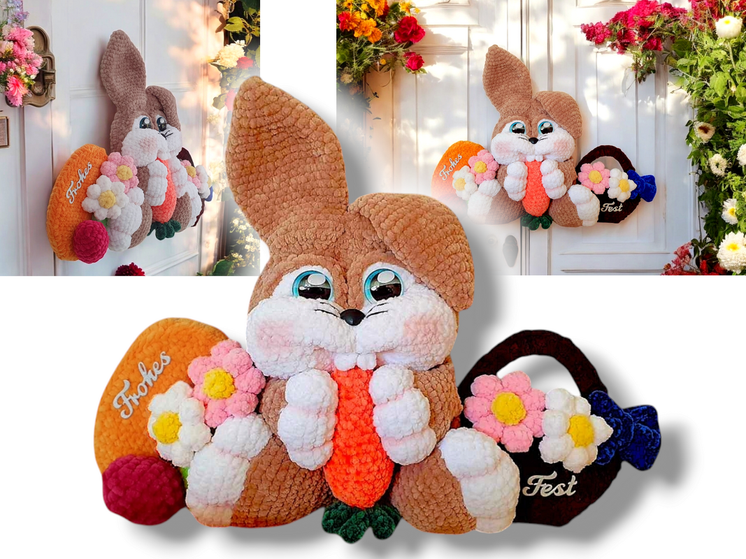 Crochet pattern bunny door decoration