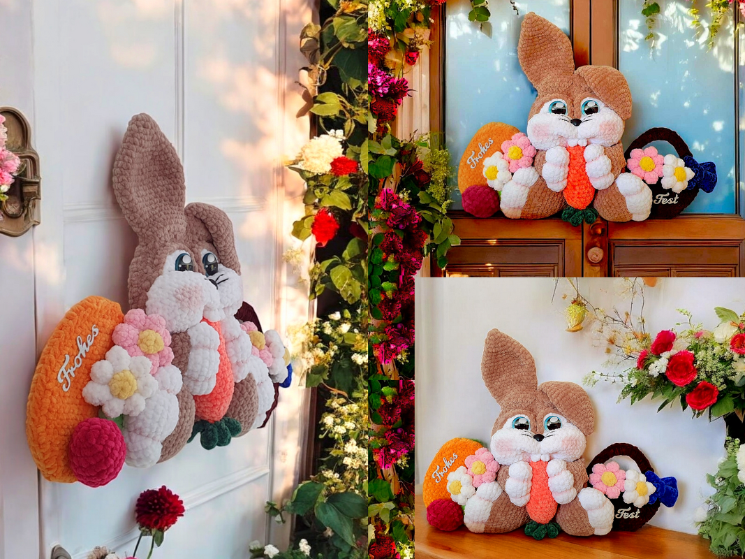 Crochet pattern bunny door decoration
