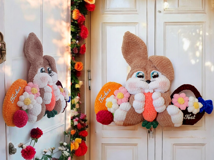 Crochet pattern bunny door decoration