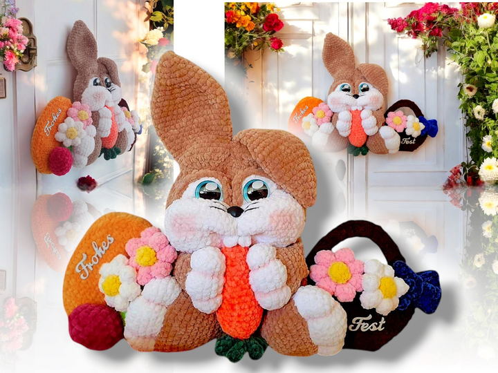 Crochet pattern bunny door decoration
