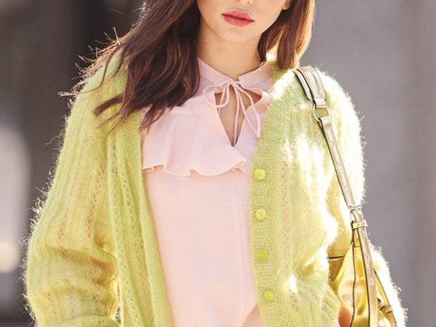 Raglanjacke mit Ajourmuster in Hellgrün