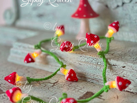 Häkelanleitung Fliegenpilz-Lichterkette  DIY Herbstdeko, Wohnaccessoires