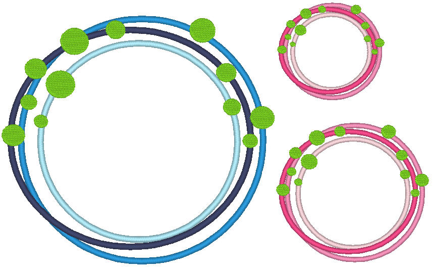 Stickdatei - Kreis Buttons Rahmen mit dreifachem Rand in 16 Größen