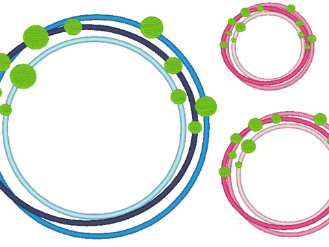 Stickdatei - Kreis Buttons Rahmen mit dreifachem Rand in 16 Größen